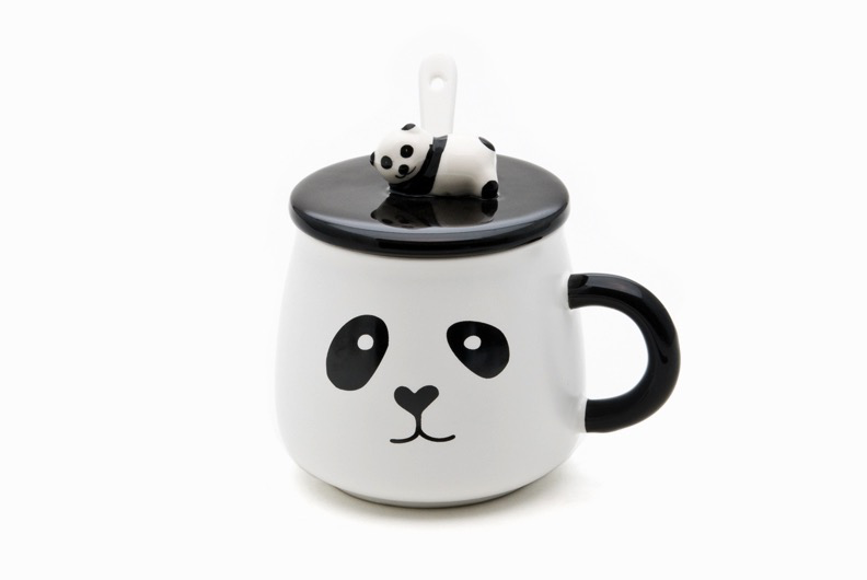 Ripley - TAZA DE CERÁMICA CON TAPA - MODELOS SURTIDOS OSO PANDA